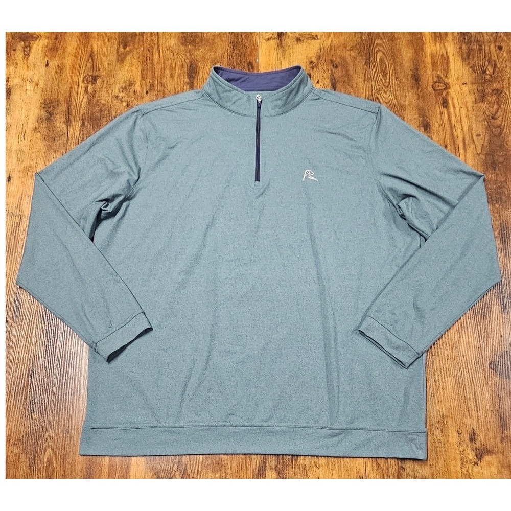 Rhoback Mens XXL Performance Quarter Zip Pullover Heathered Green Teal Logo